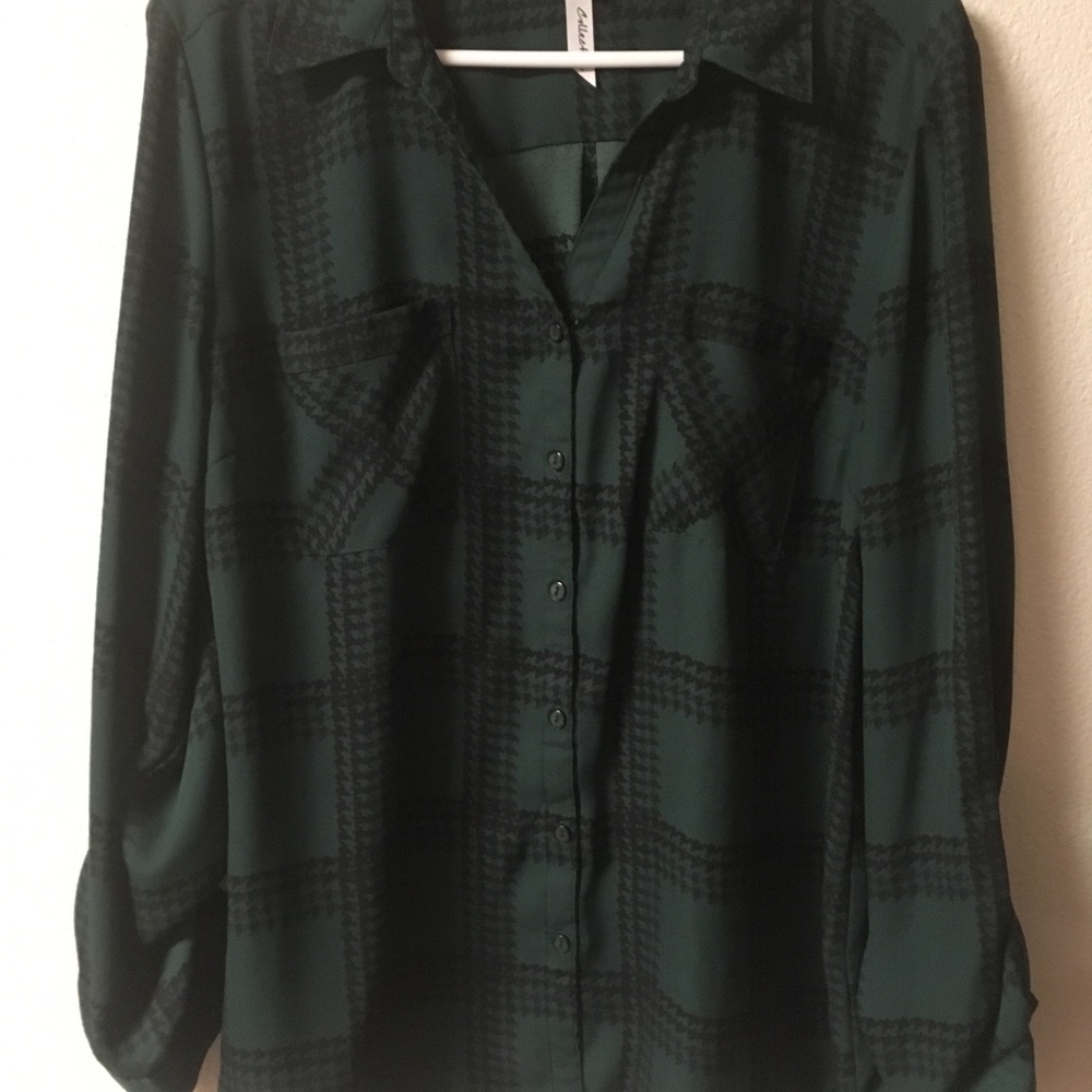 Green plaid dress shirt